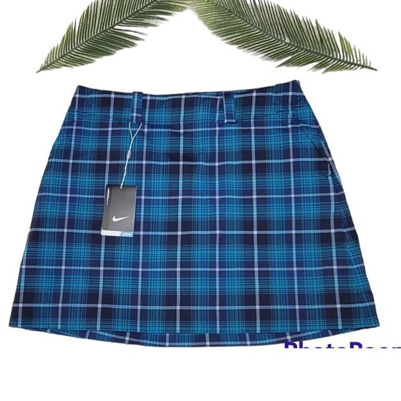 Nike Golf Women's Athletic Skirt w/ Shorts Dri-Fit Plaid Blue Size 10 NEW w/ Tag - Picture 3 of 16